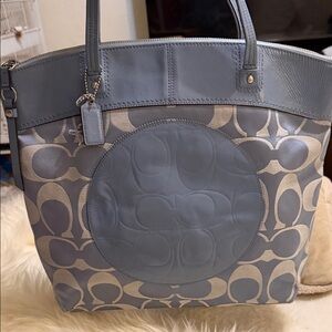 Coach Two-Tone Blue Signature Canvas Tote